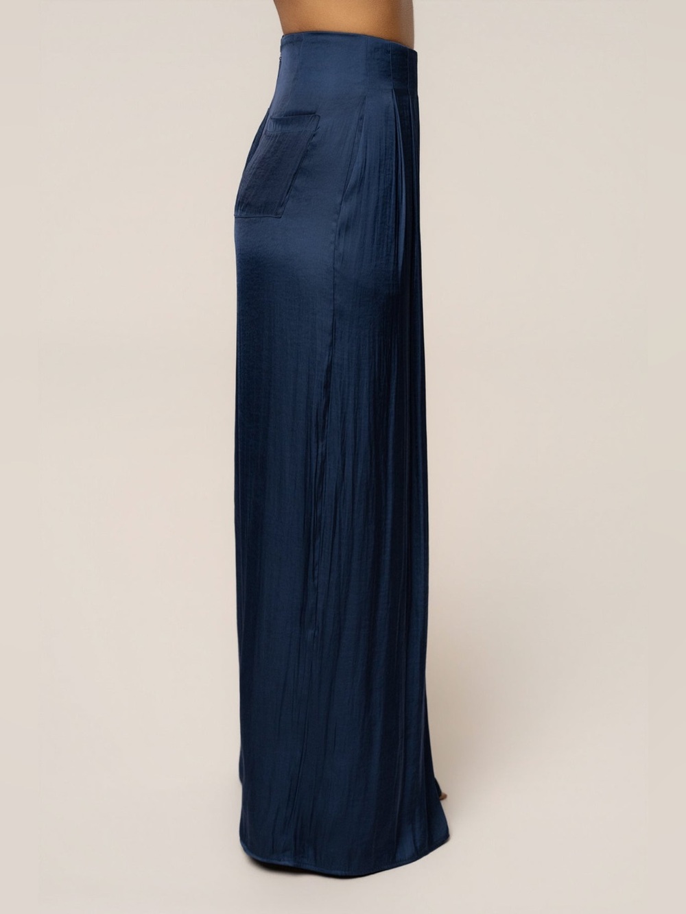JLUXLABEL Navy Wide-Leg Crinkle Palazzo Pants - Picture 5 of 10